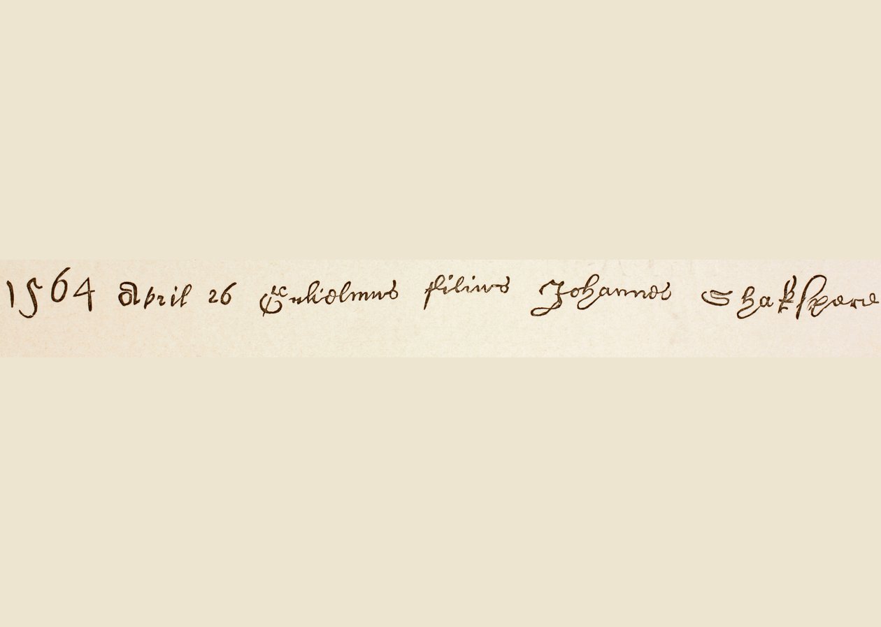 Entrée du registre pour le baptême de William Shakespeare, 1886 - English School
