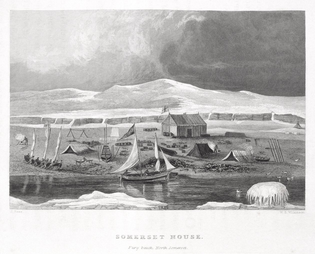Somerset House, de Narrative of a Second Voyage in Search of a North-West Passage (1829-33), par Sir John Ross (1777-1836), gravé par W.S. Wilkinson, 1835 - English School
