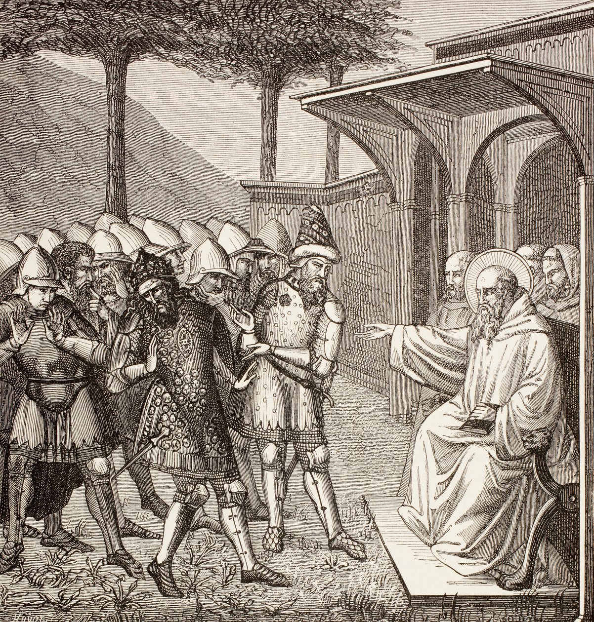 Saint Benoît de Nursie réprimande le roi des Ostrogoths - English School