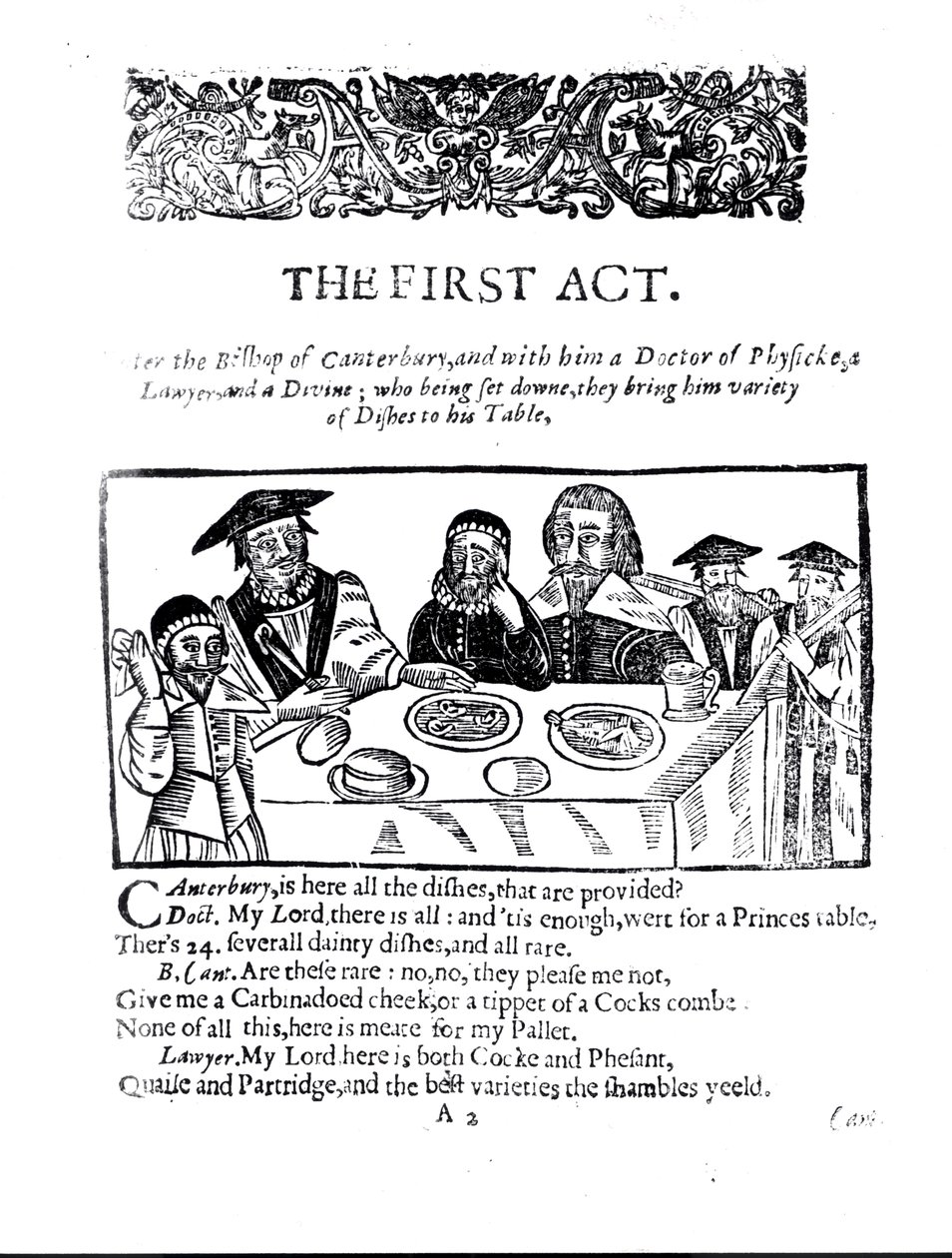 Le Premier Acte, une pièce satirique contre William Prynne (1600-69) - English School
