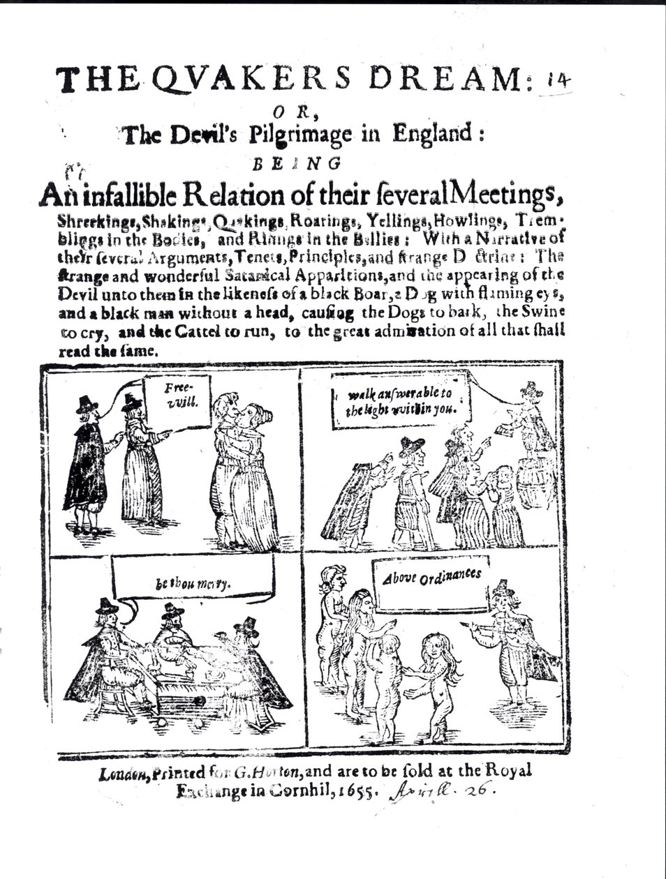 Le Rêve des Quakers ou Le Pèlerinage du Diable en Angleterre, publié en 1655 - English School