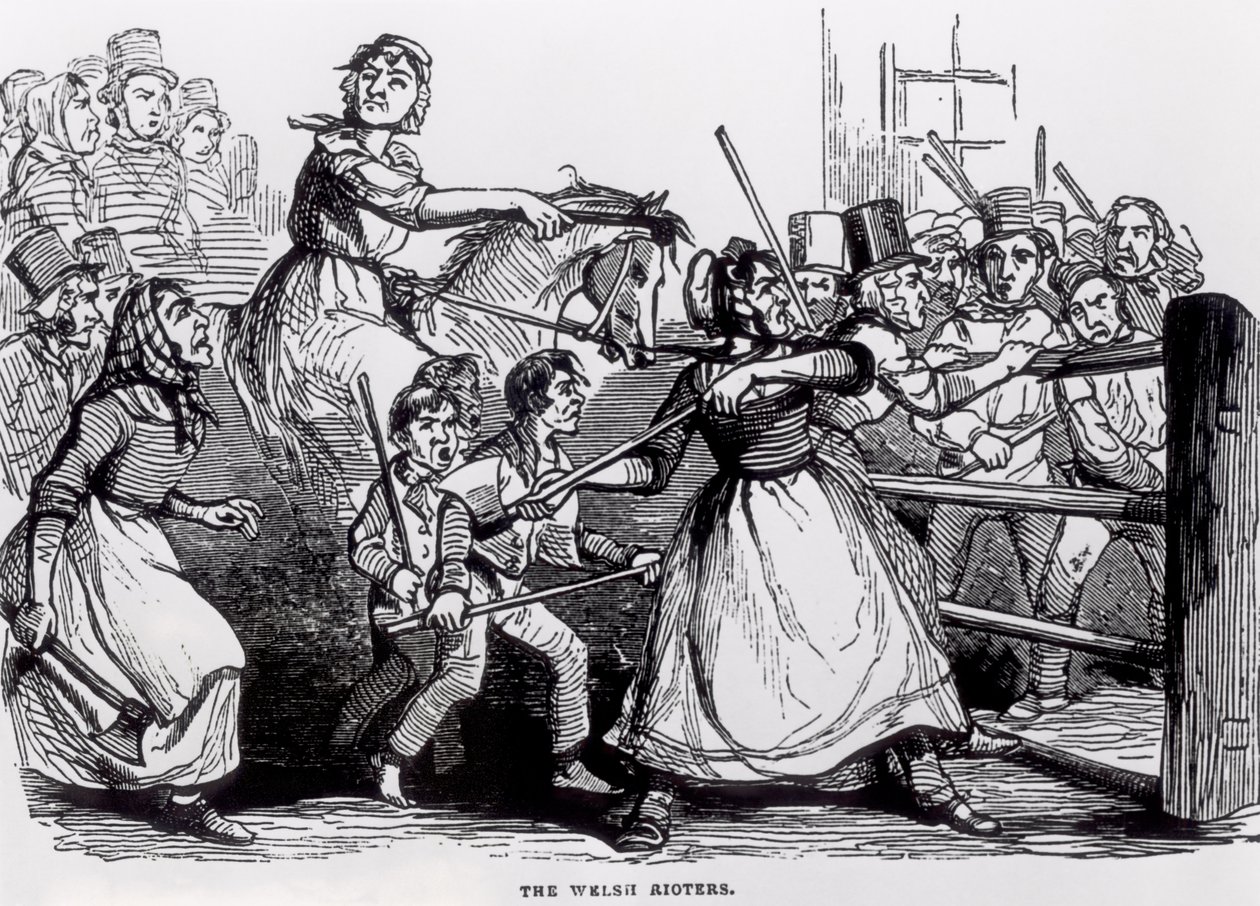 Les émeutiers gallois, de The Illustrated London News, 11 février 1843 - English School