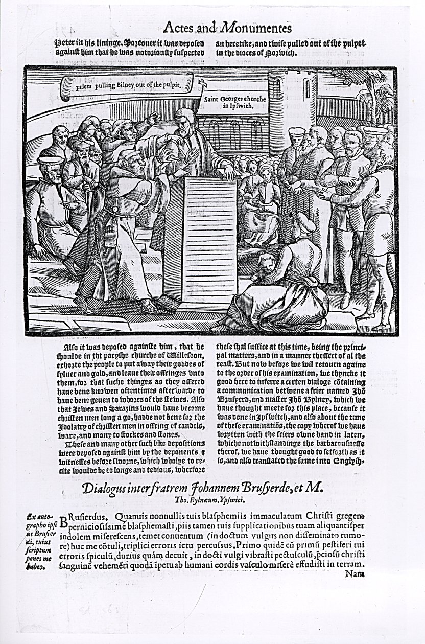 Thomas Bilney (d.1531) est traîné hors de la chaire, de 