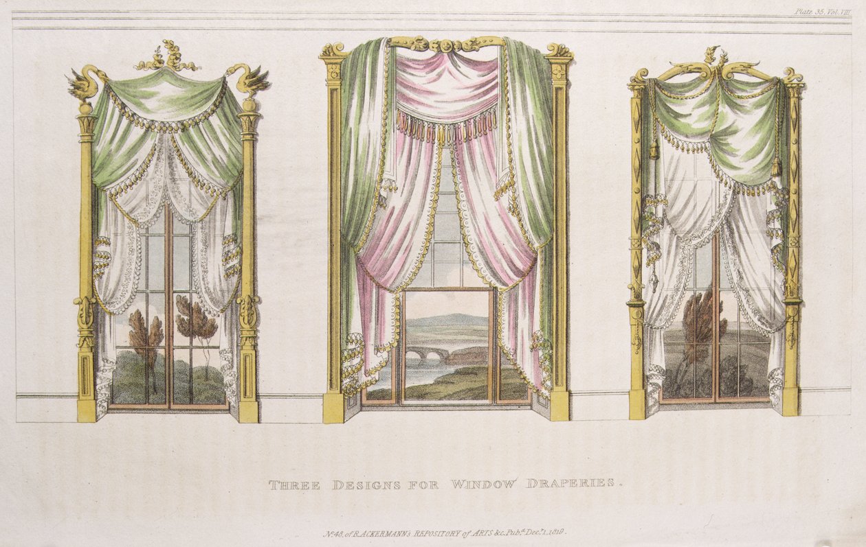 Trois modèles de draperies de fenêtre, planche 107 de l