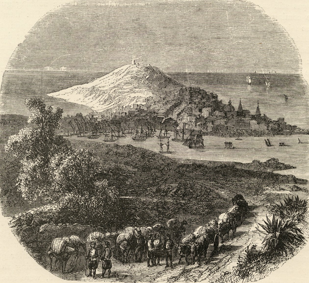 Ville et baie de Coruna, Espagne, illustration de 