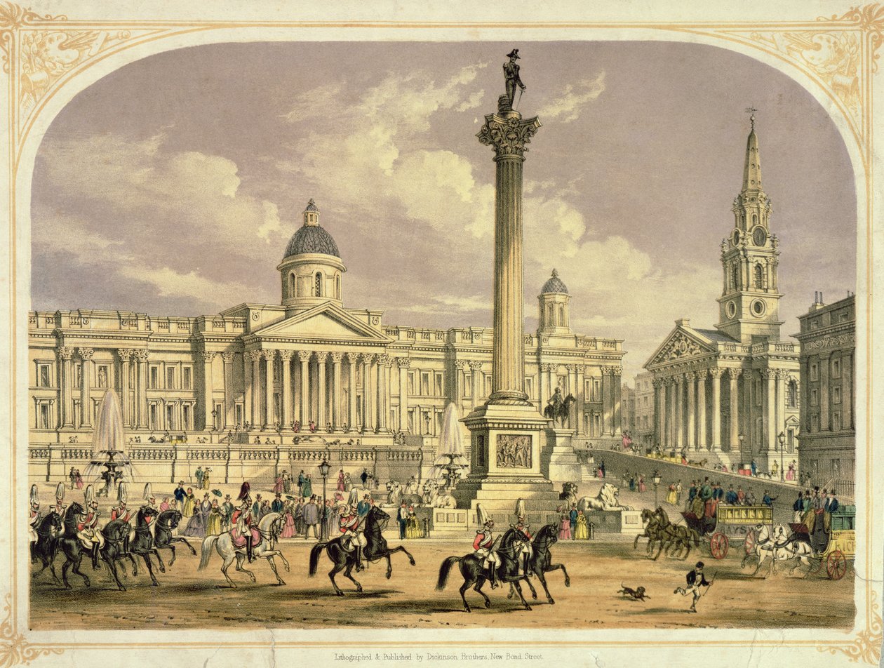 Trafalgar Square, publié par les frères Dickinson, XIXe siècle - English School