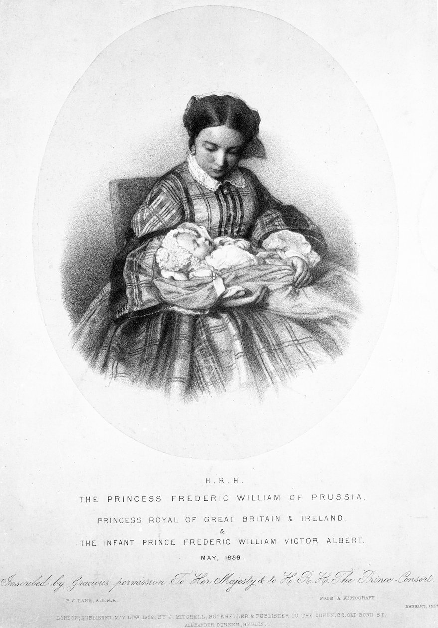 Victoria, la princesse royale (1840-1901) avec son fils, le prince Frederick William Victor Albert, mai 1859, d