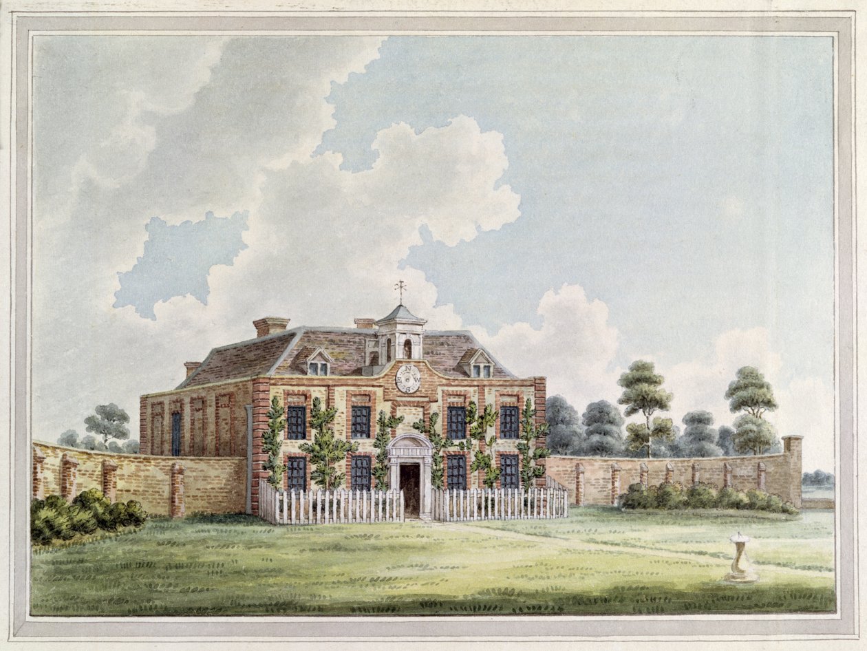 Vue de Dawley House, Harlington, Middlesex, vers 1820 (gravure en couleur) - English School