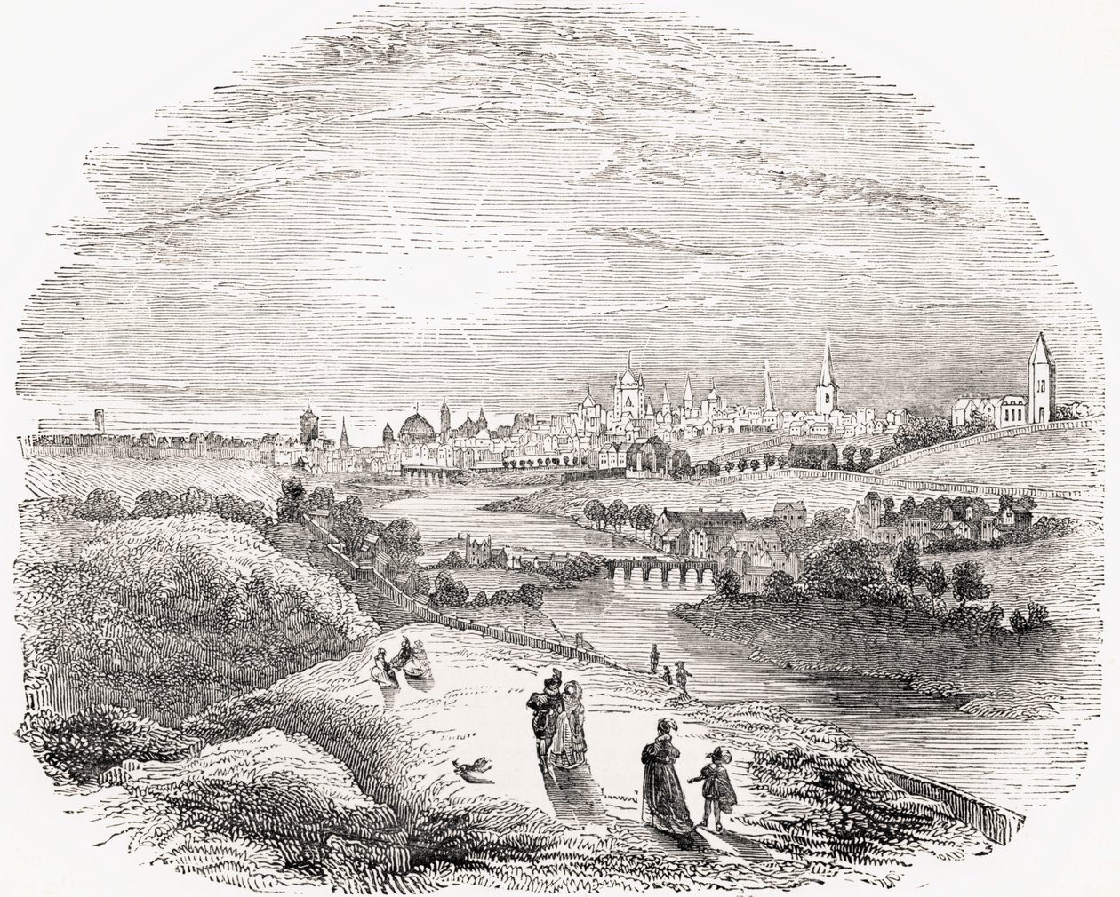Vue de Dublin au 17ème siècle, de 