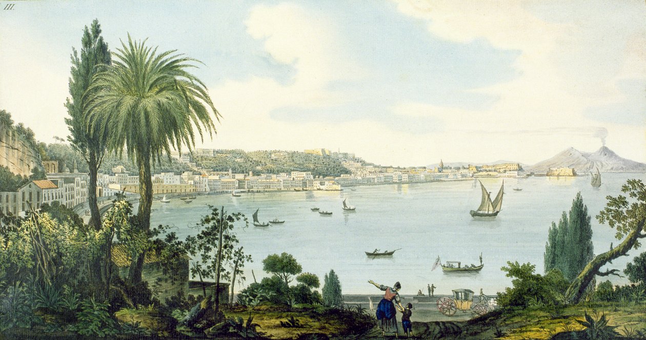 Vue de la baie de Naples et du Vésuve, planche III du Campi Phlegraei de Sir William Hamilton (supplément), 1779 - English School