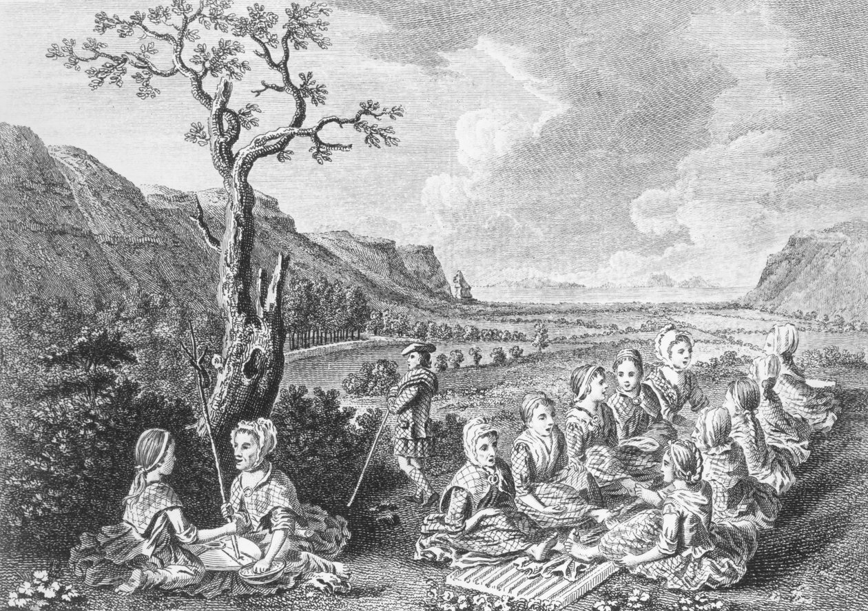 Femmes au moulin et au Luaghad avec vue de Talyskir, extrait de 