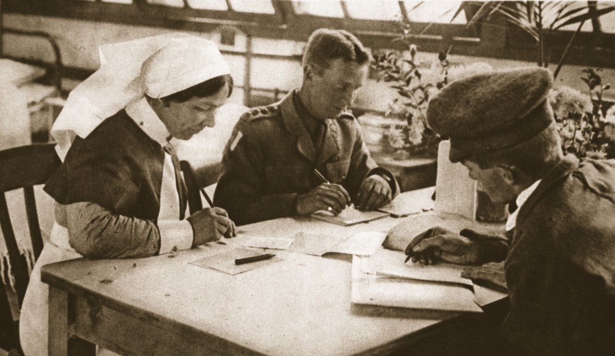 Australiens et conscription : comment le vote australien est pris dans un hôpital de Londres, illustration de The Illustrated War News, 25 octobre 1916 - English Photographer