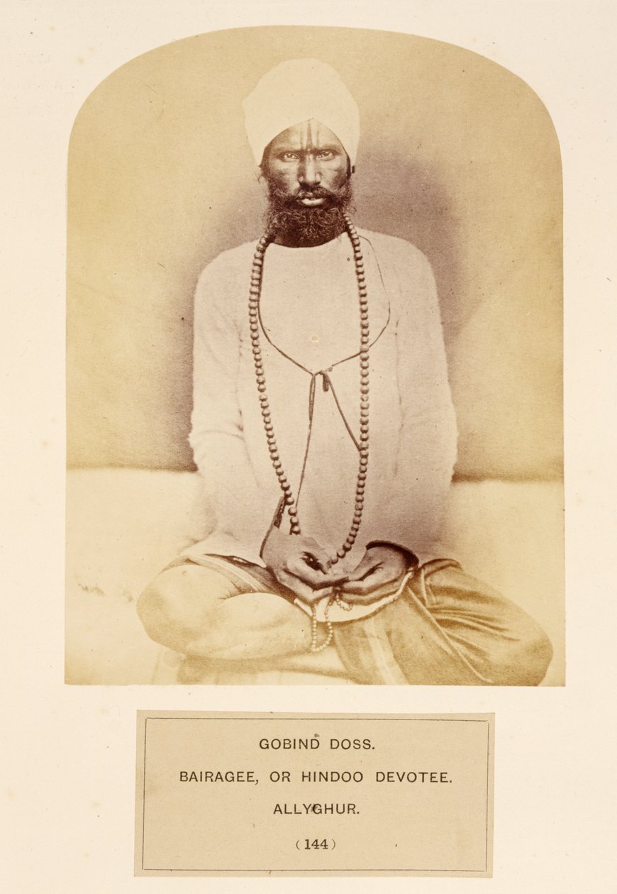 Govind Doss, Bairagee, ou dévot hindou, Allyghur, de The People of India, par J. Forbes Watson, publié en 1868 - English Photographer