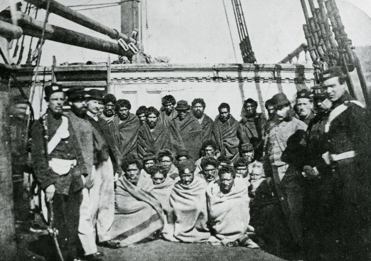 Prisonniers maoris à bord d