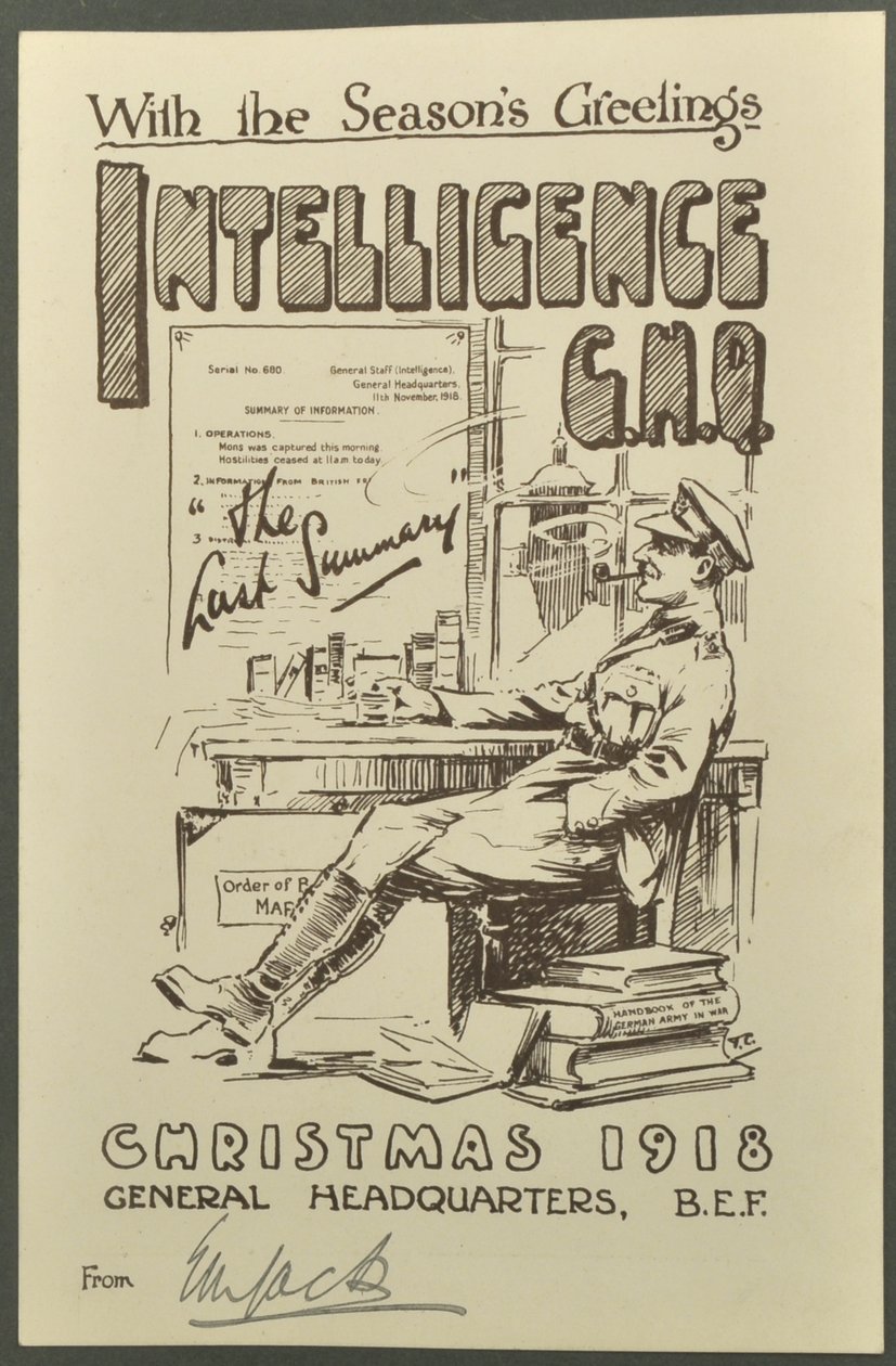 Avec les vœux de saison, Intelligence G.H.Q., Noël 1918 de E. M. Jack, 1918 - English Photographer