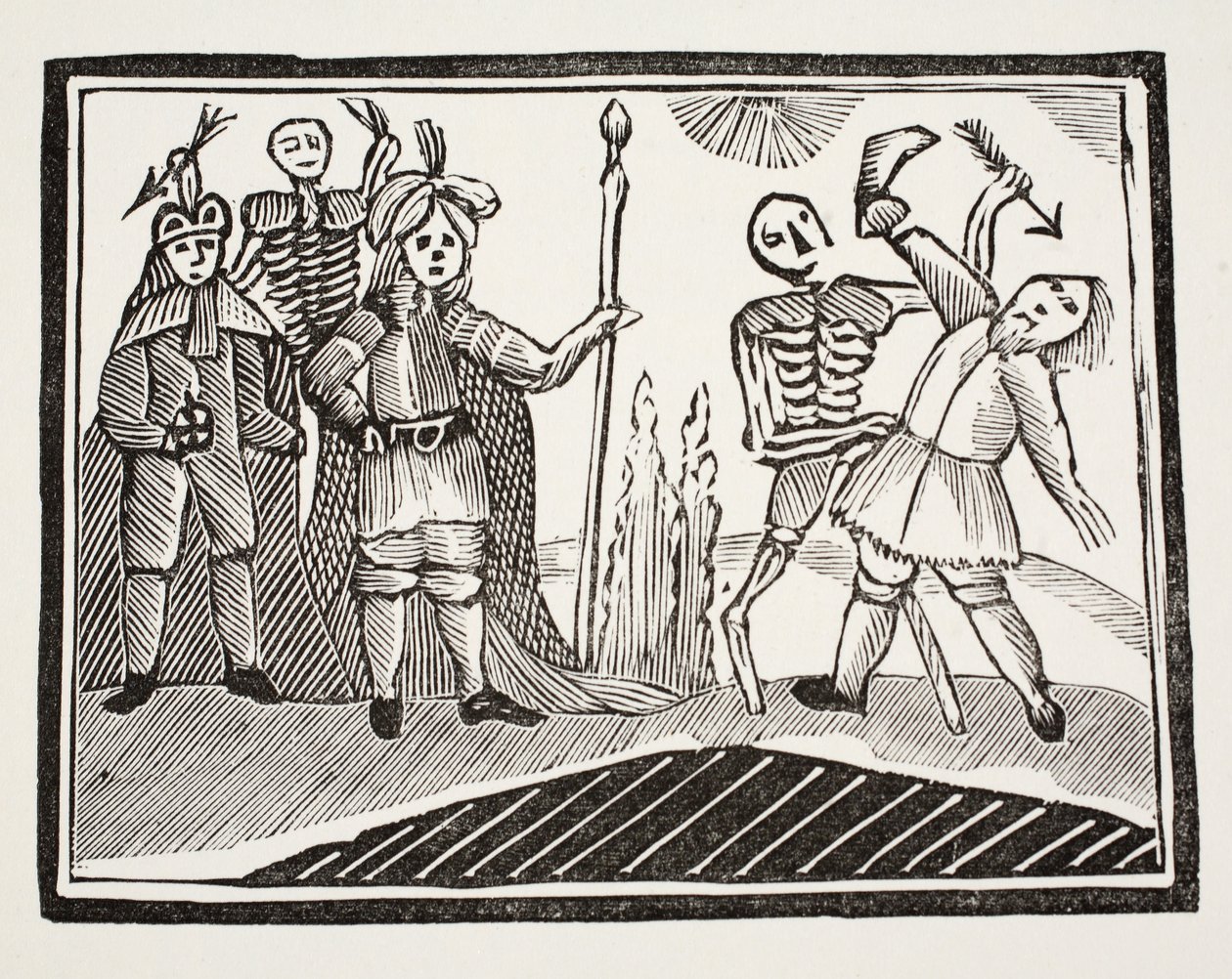 Dialogue entre un aveugle et la mort, illustration de Chap-books du XVIIIe siècle par John Ashton, pub. 1882 - English School