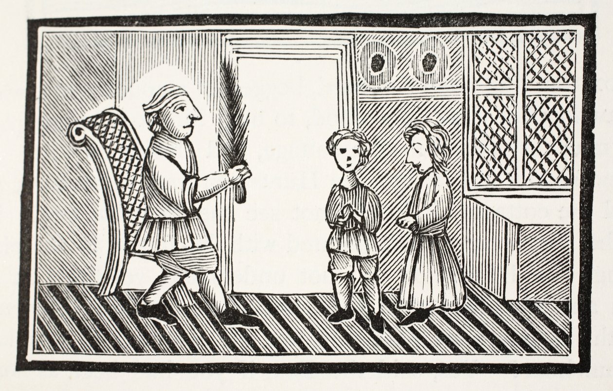 Un père et ses fils, illustration de Chap-books du XVIIIe siècle par John Ashton, pub. 1882 - English School