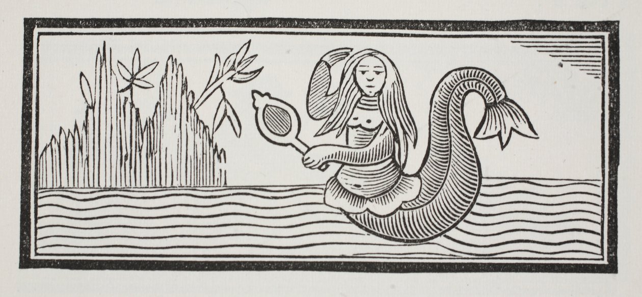 Une sirène, qui présage la destruction des marins, illustration de Chap-books du XVIIIe siècle par John Ashton, pub. 1882 - English School