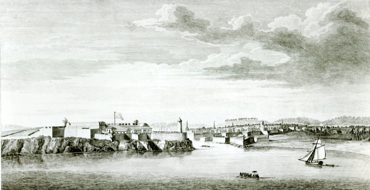 Vue du château de Moro et de la ville de La Havane depuis la mer, gravée par Pierre Charles Canot d