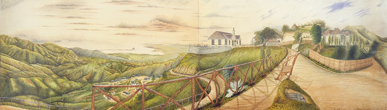 Vue vers Kingston depuis le Sanatorium Militaire à Newcastle, Blue Mountains, Jamaïque, 1855 - English School