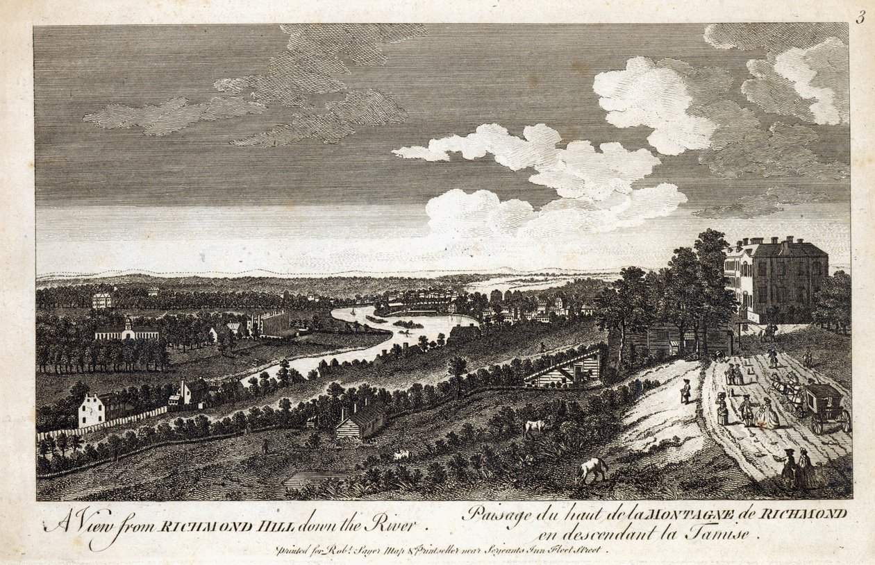 Vue de Richmond Hill sur la rivière, imprimée pour Robert Sayer Map et Printseller, Fleet Street - English School