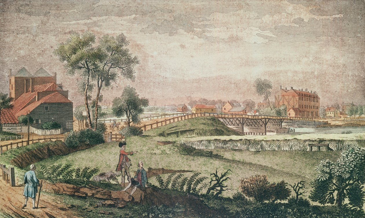 Vue ouest du pont de Chelsea, 1761 - English School