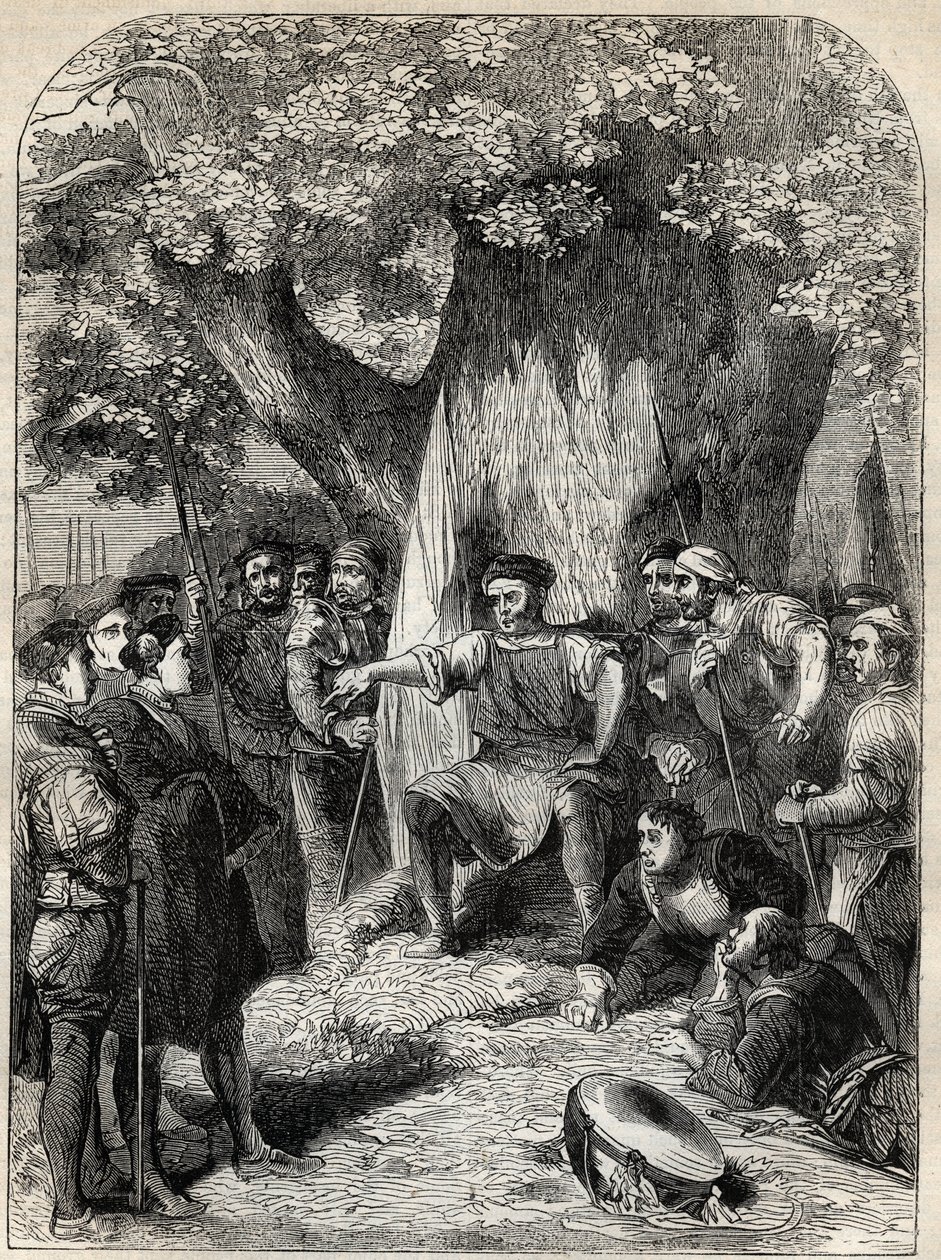 Un groupe de dissidents à Norfolk pendant la rébellion de Robert Kett en 1549 - révolte à Norfolk, Angleterre sous le règne d