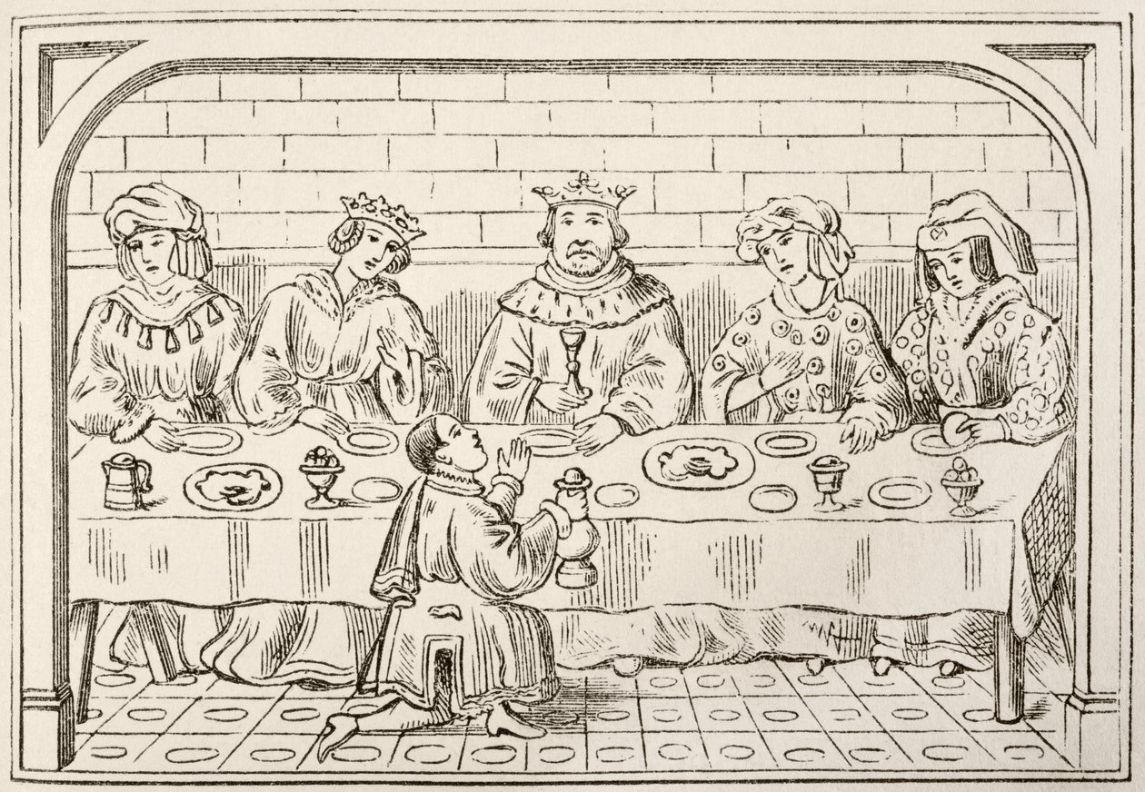 Un banquet royal, extrait de The National and Domestic History of England par William Hickman Smith Aubrey (1858-1916) publié à Londres, vers 1890 - English School