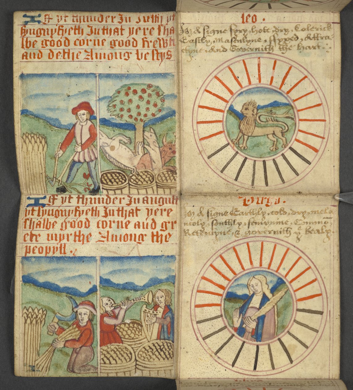 Lion et Vierge, table des lettres dominicales et des nombres d
