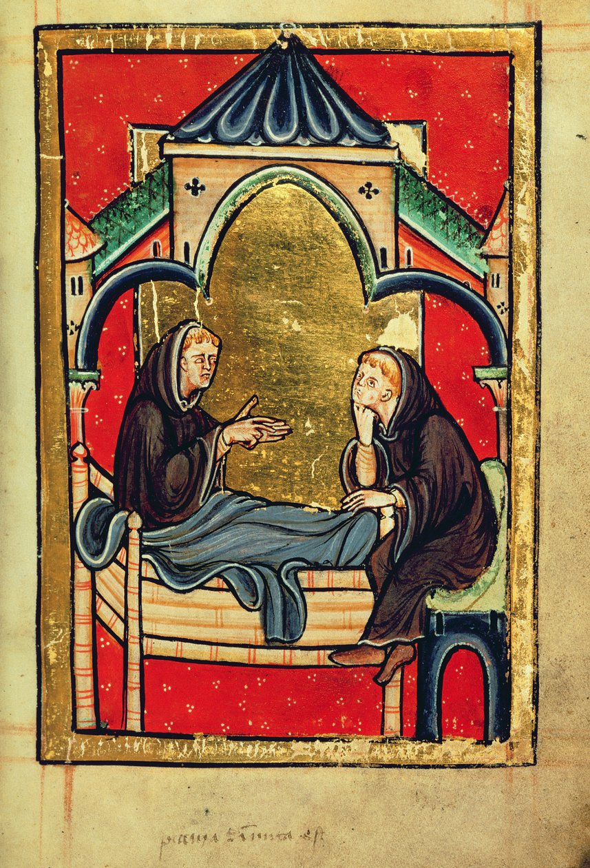 Add 39943 f.21 Boisil, prieur de Cuthbert à Melrose, sur son lit de mort, de 