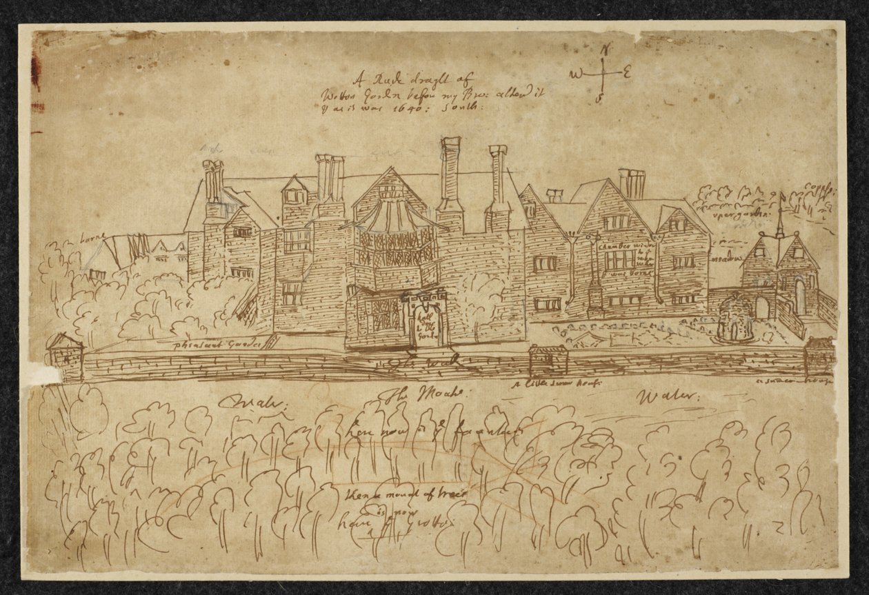 Un croquis grossier du jardin de Wotton avant que mon frère ne le modifie et tel qu