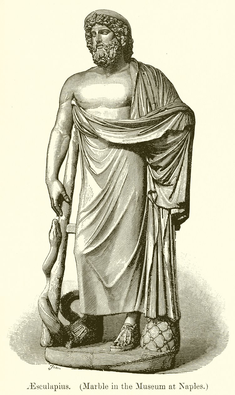 Esculape (marbre du musée de Naples) (gravure) - English School