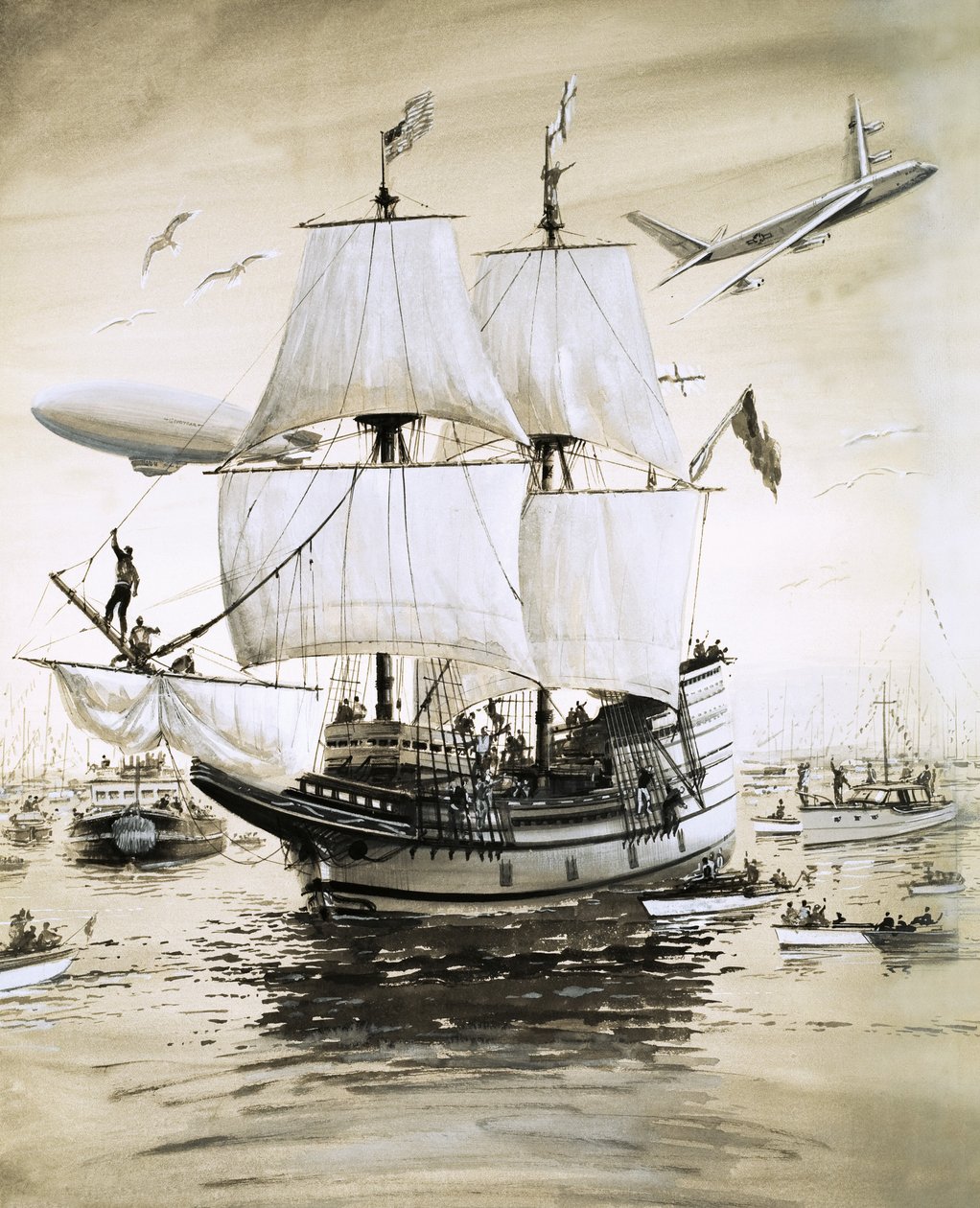 Alan Villiers recrée le Mayflower des Pères pèlerins et navigue à travers l