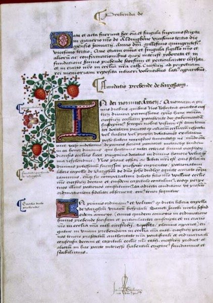 Archive 9432 f.19v Page de texte avec initiale illuminée 