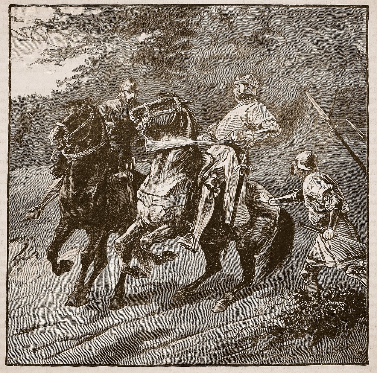 Arrestation du roi Richard, illustration de Cassells Illustrated History of England - English School