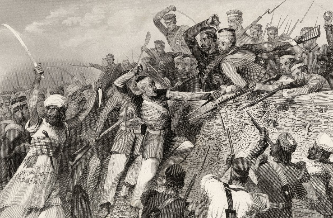 Attaque des mutins sur la batterie de Redan à Luknow, 30 juillet 1857, de 