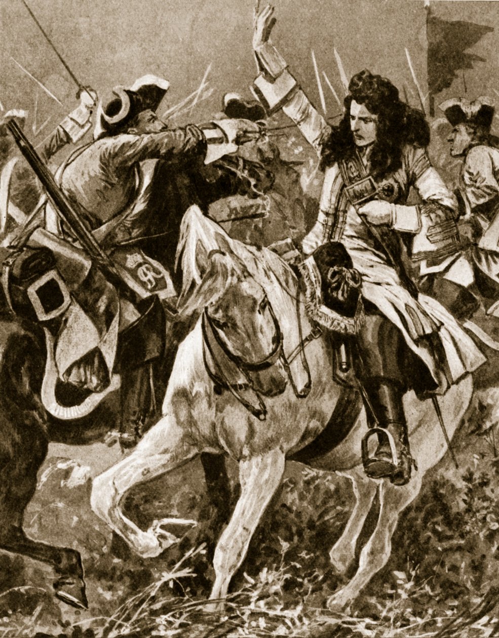 Bataille de Malplaquet, 11 septembre 1709 : Chevalier St. George blessé pendant la guerre de Succession d