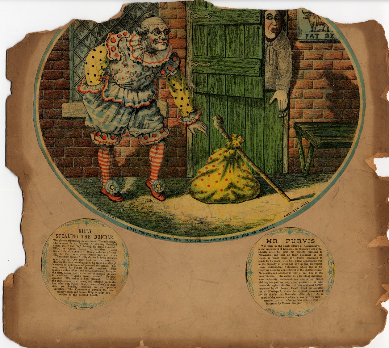 Billy Purvis volant le paquet (lithographie en couleur) - English School