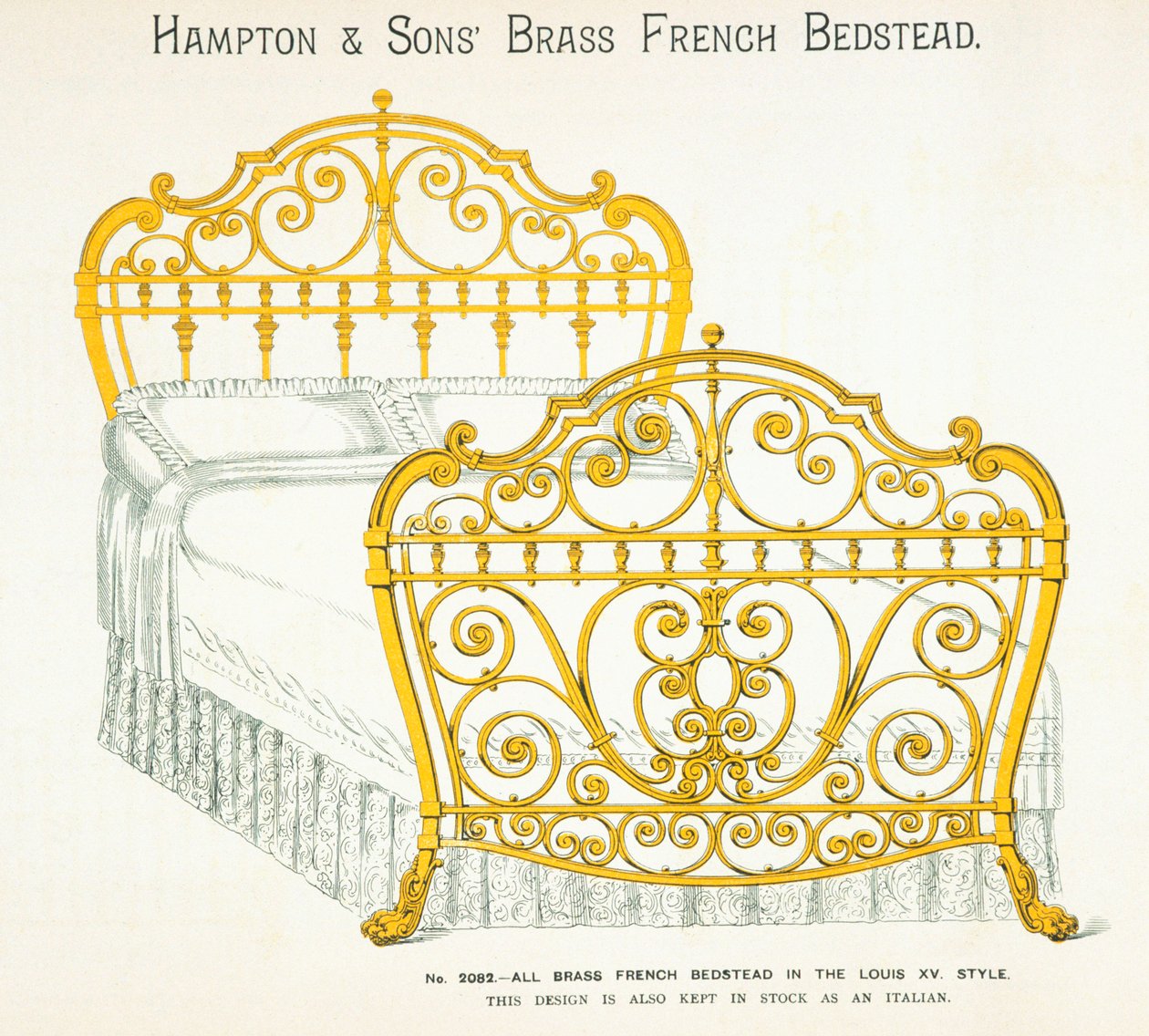 Lit en laiton français du Catalogue de meubles de Hampton and Sons, 1902 - English School