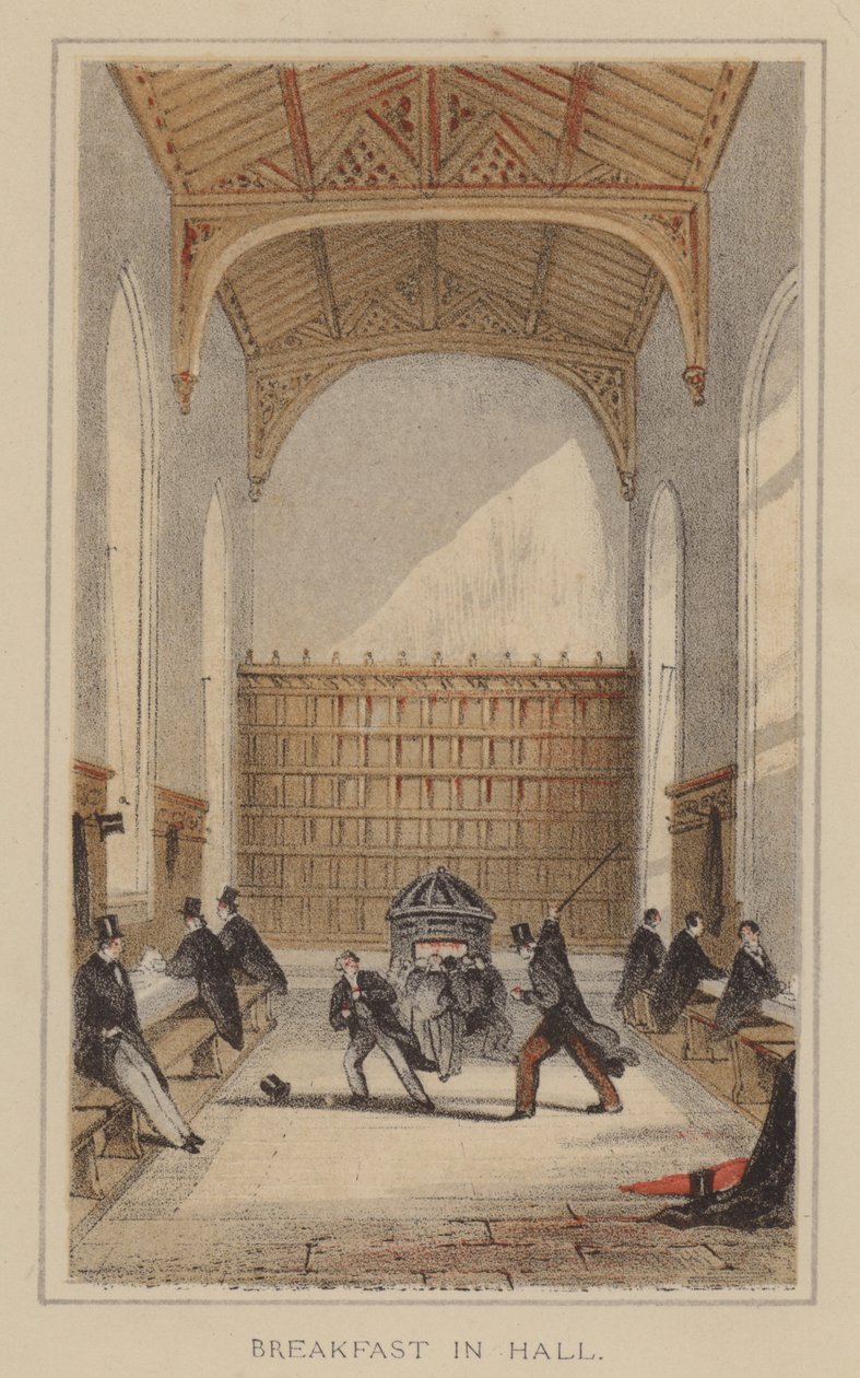 Petit-déjeuner dans le hall (lithographie couleur) - English School