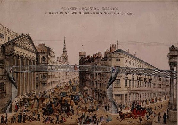 Pont sur la rue à Mansion House, vers 1862 - English School