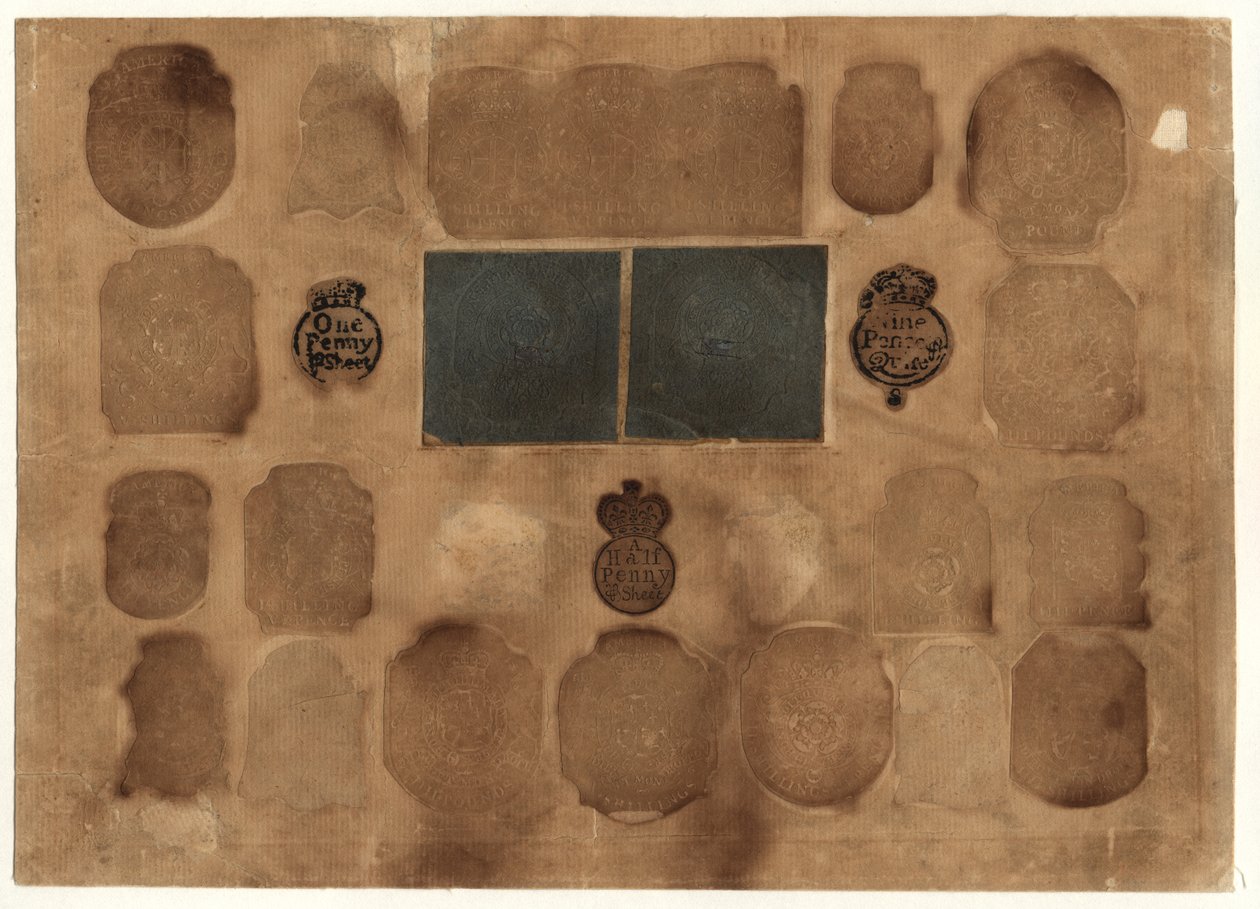 Timbres de revenu britanniques, vers 1765 - English School