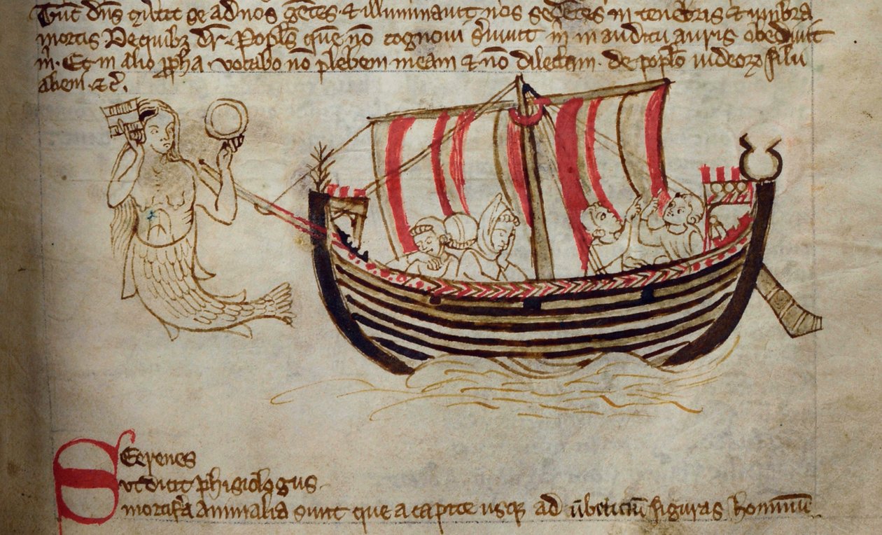 CCA-LitMs/D/10 fol. 18r Sirène, du Bestiaire - English School