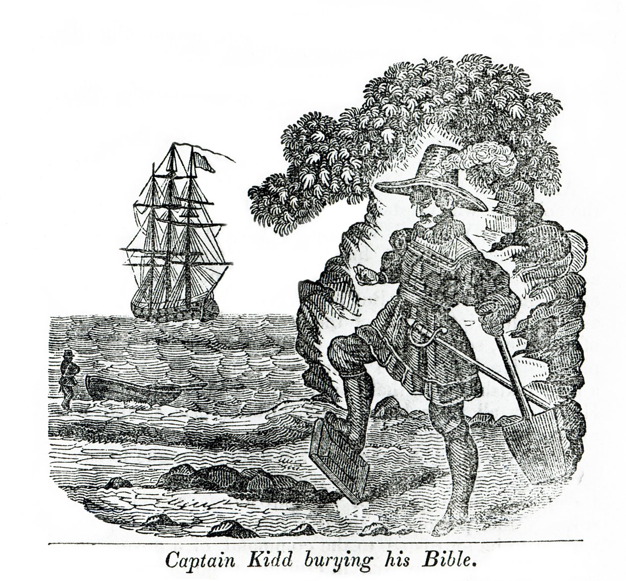 Le capitaine Kidd enterrant sa Bible, illustration de 