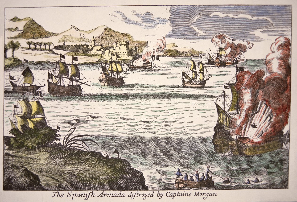 Le capitaine Morgan défait les navires de guerre espagnols bloquant l
