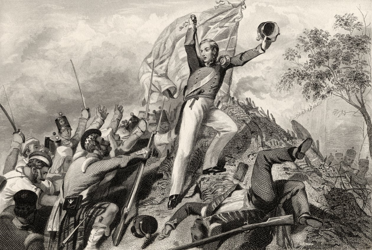 Capture des canons par les Highlanders avant Cawnpore en 1857, de 