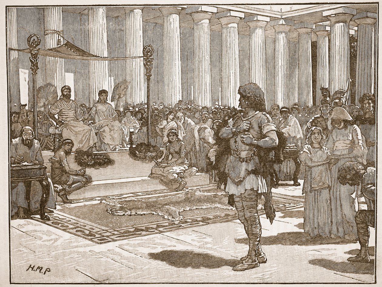 Caractacus devant Claude, illustration de Cassells Illustrated History of England - English School