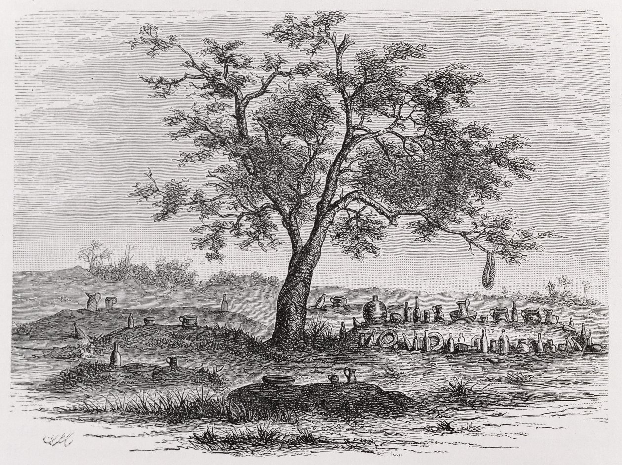 Cimetière et arbre sacré à Mbinda, de 