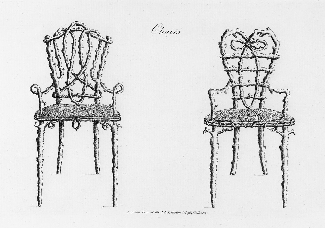 Chaises, de Grotesque Architecture, ou Rural Amusement, par William Wrighte, publié en 1768 - English School