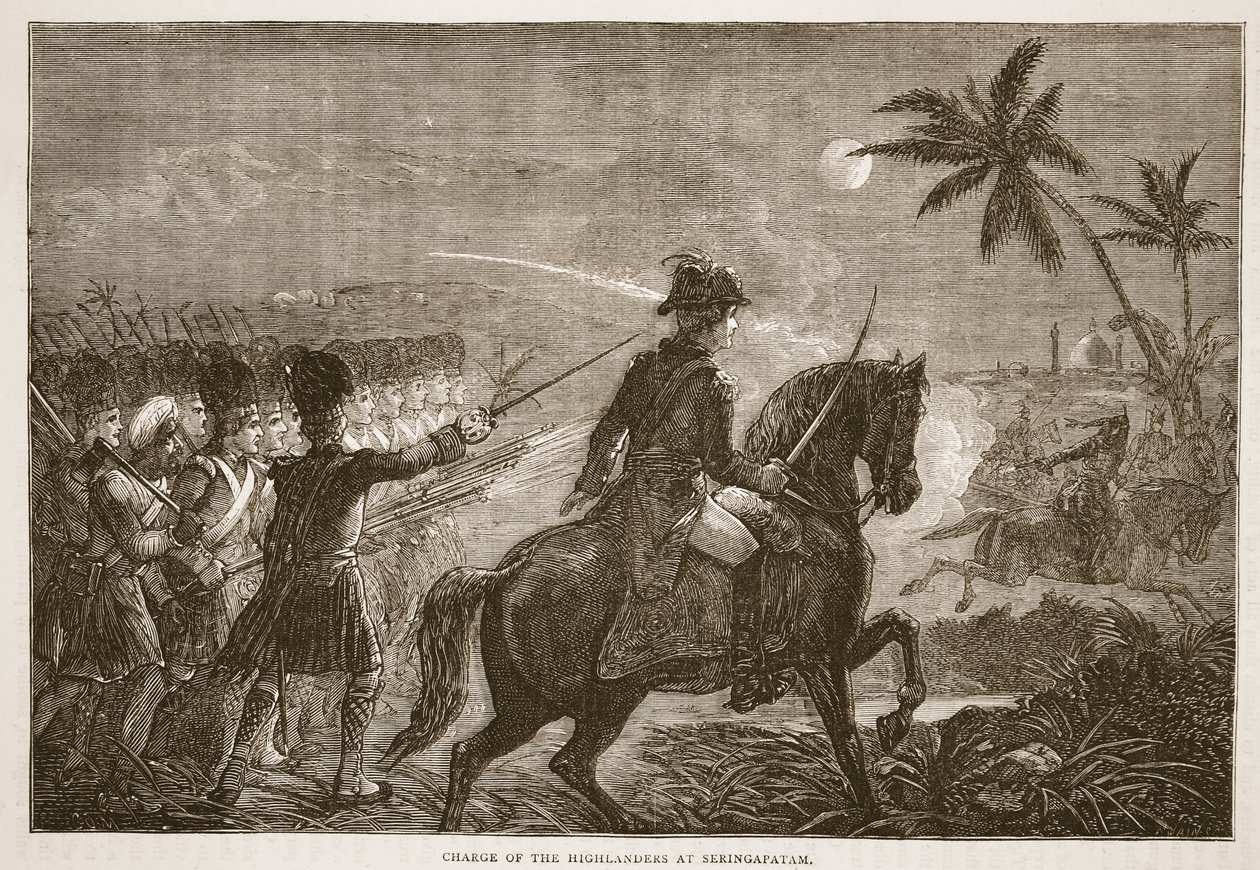 Charge des Highlanders à Seringapatam, illustration de Cassell